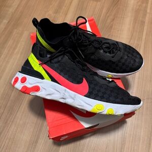 Nike React Element 55 Size 13 Black Crimson Volt Athletic Shoes